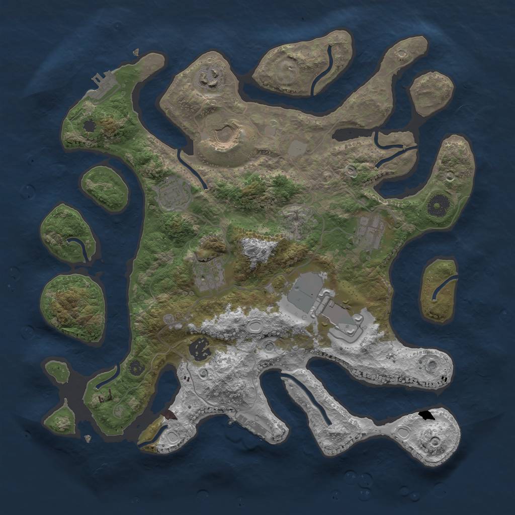 Rust Map: Procedural Map, Size: 3500, Seed: 512789419, 15 Monuments