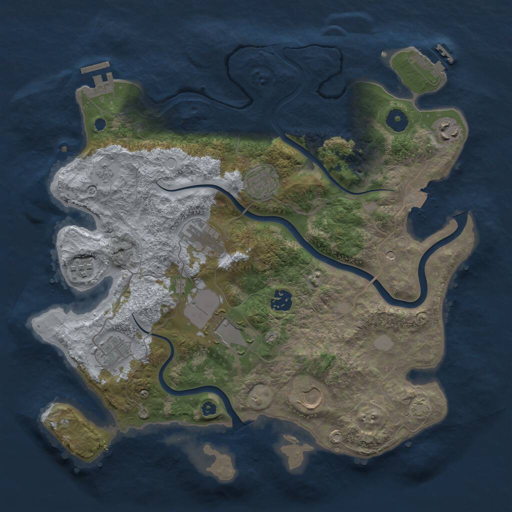Rust Map: Procedural Map, Size: 3550, Seed: 296729, 14 Monuments