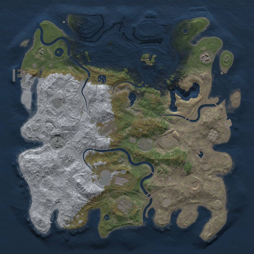 Rust Map: Procedural Map, Size: 4250, Seed: 323223739, 17 Monuments