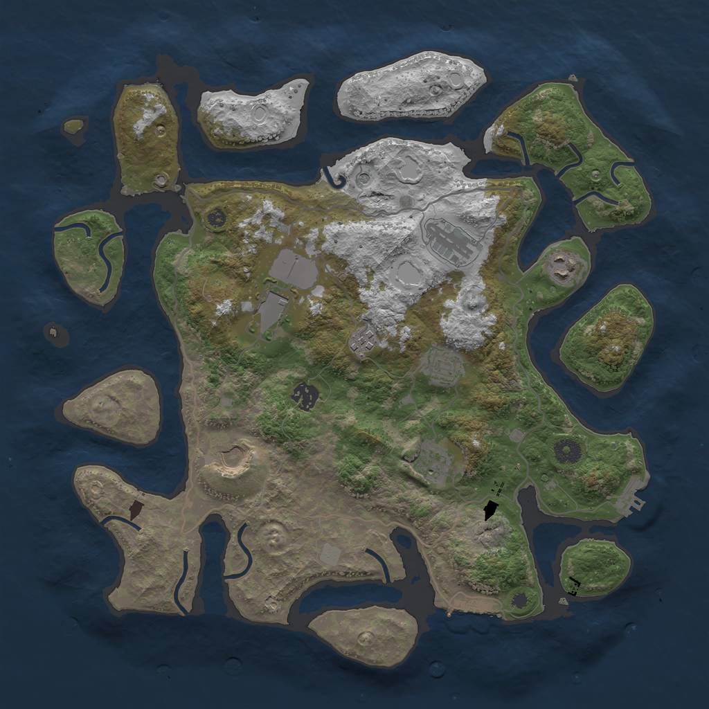 Rust Map: Procedural Map, Size: 4000, Seed: 45677586, 16 Monuments
