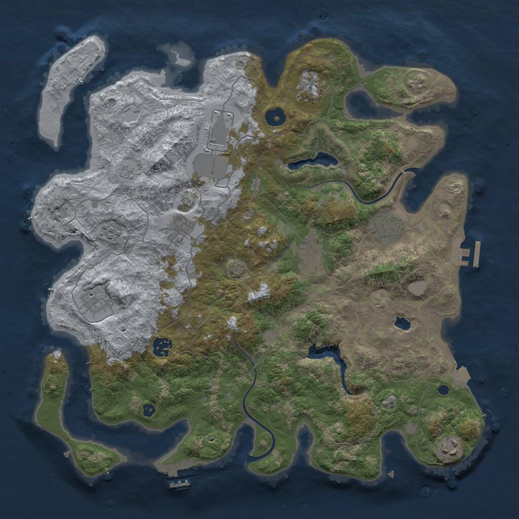Rust Map: Procedural Map, Size: 4000, Seed: 1929778416, 15 Monuments