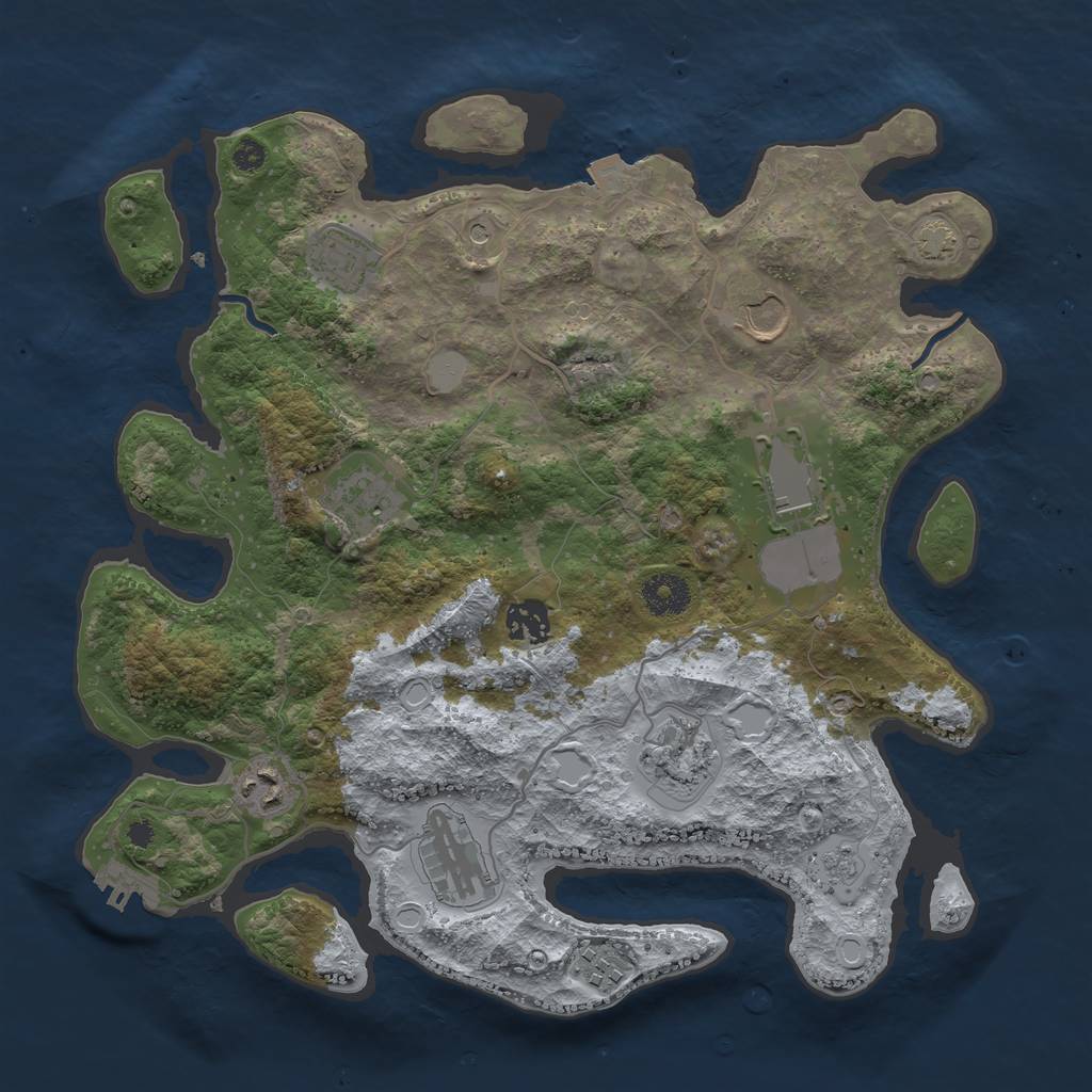Rust Map: Procedural Map, Size: 3550, Seed: 171865, 16 Monuments