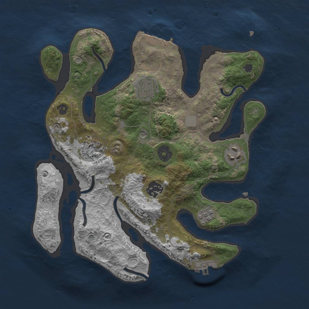 Rust Map: Procedural Map, Size: 3000, Seed: 385914, 13 Monuments