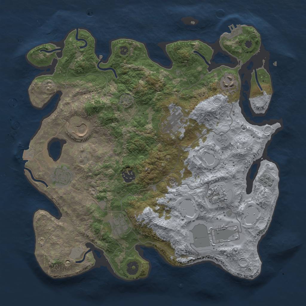 Rust Map: Procedural Map, Size: 3500, Seed: 181217237, 16 Monuments