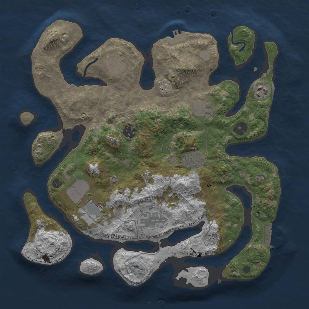 Rust Map: Procedural Map, Size: 3500, Seed: 1373344121, 16 Monuments