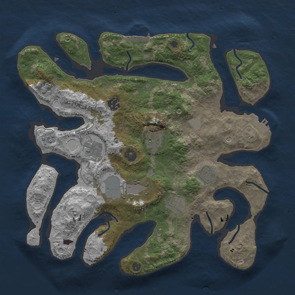 Rust Map: Procedural Map, Size: 3500, Seed: 1486808, 15 Monuments