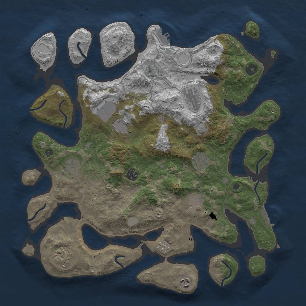 Rust Map: Procedural Map, Size: 4000, Seed: 461512228, 17 Monuments
