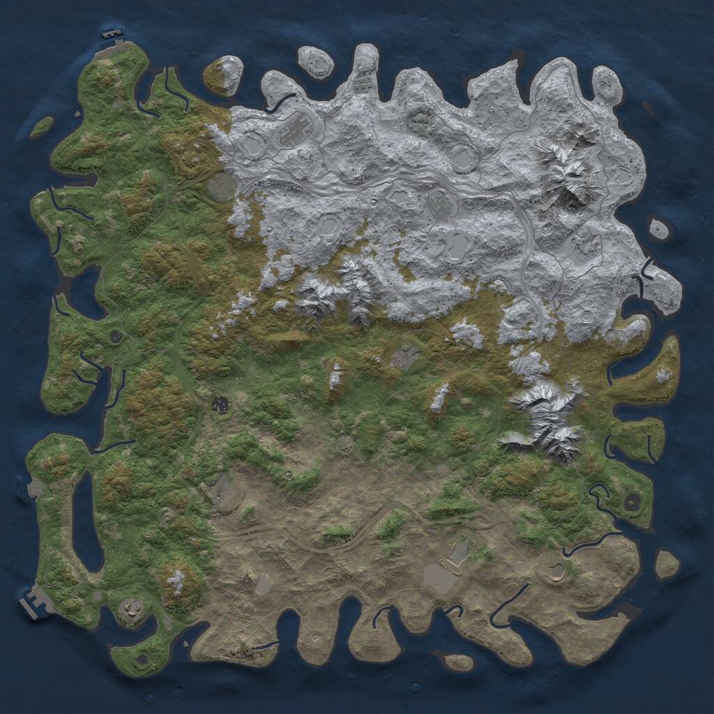 Rust Map: Procedural Map, Size: 6000, Seed: 78458, 17 Monuments
