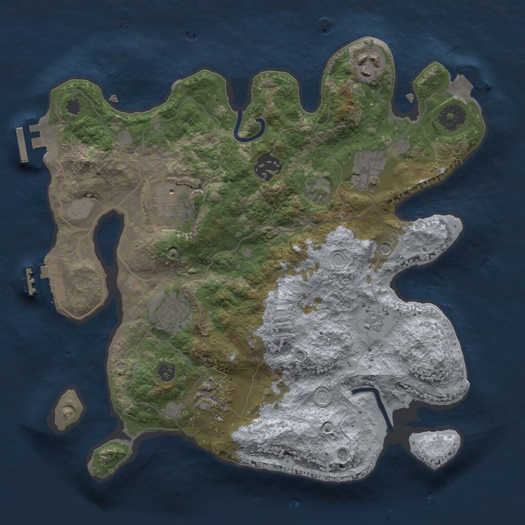 Rust Map: Procedural Map, Size: 3000, Seed: 616408627, 11 Monuments