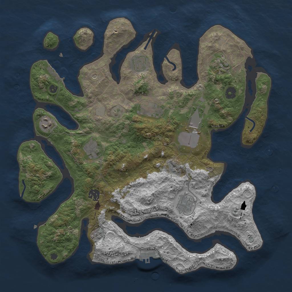 Rust Map: Procedural Map, Size: 3750, Seed: 456066579, 17 Monuments