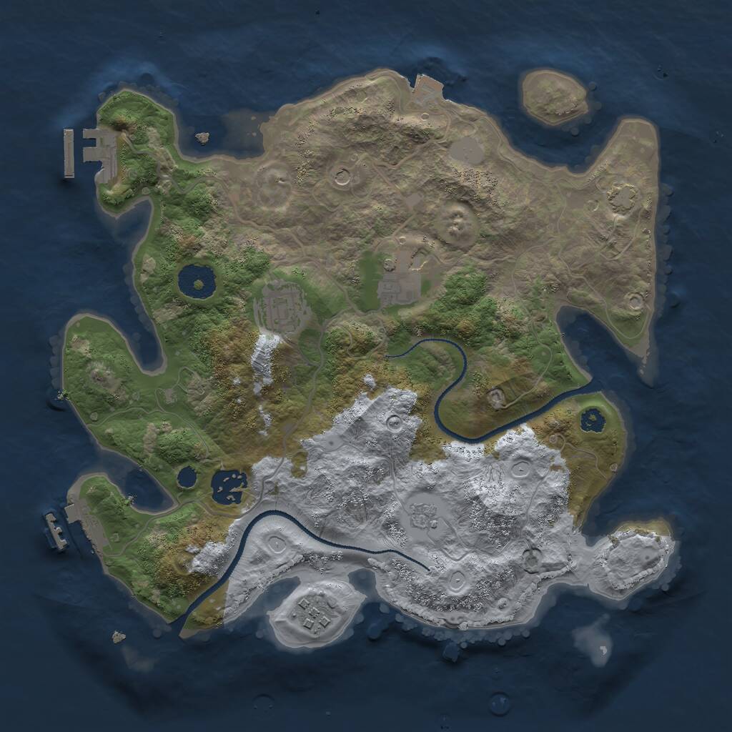 Rust Map: Procedural Map, Size: 3000, Seed: 299445784, 10 Monuments