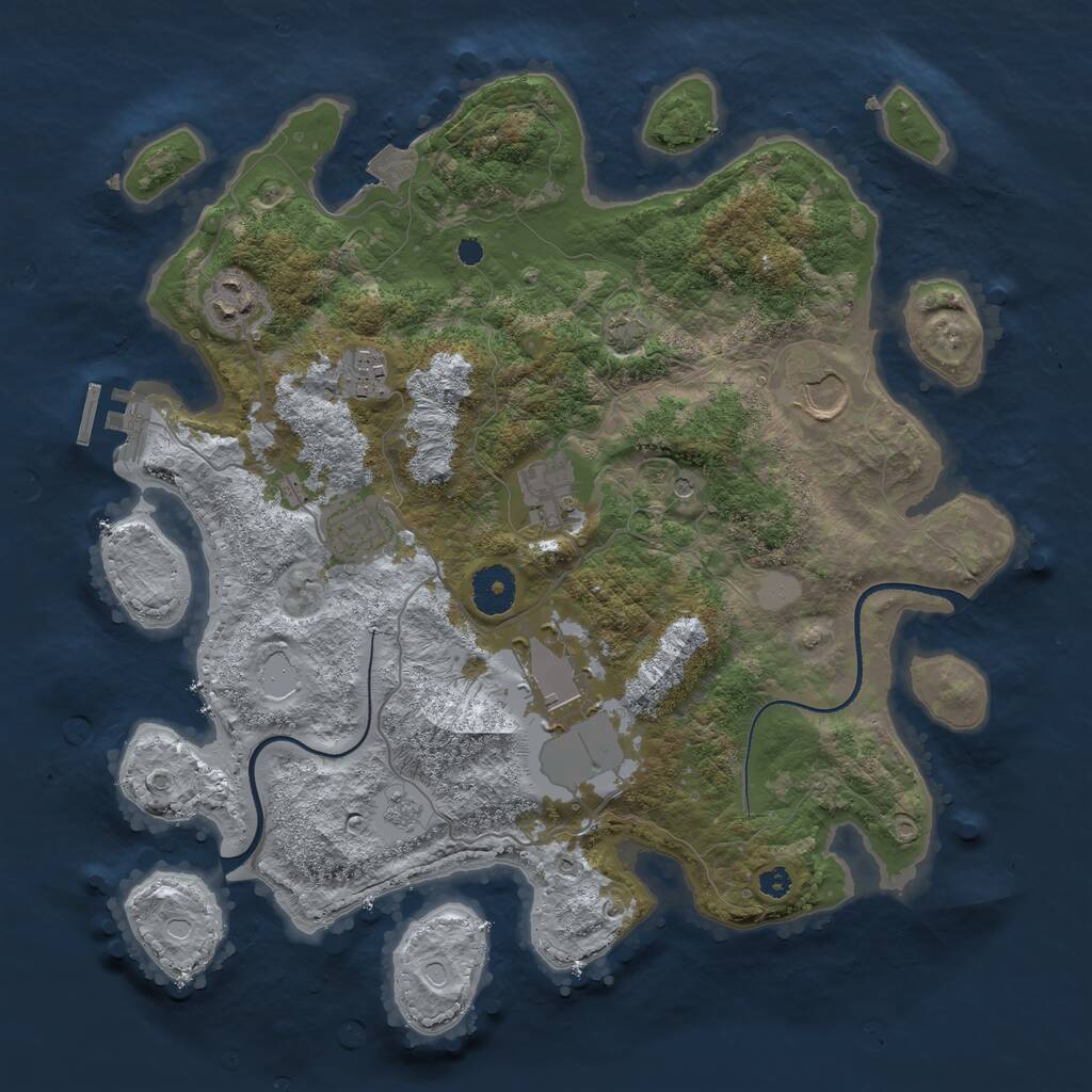 Rust Map: Procedural Map, Size: 3500, Seed: 8351, 11 Monuments