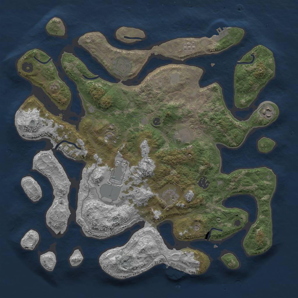 Rust Map: Procedural Map, Size: 4000, Seed: 25758, 16 Monuments