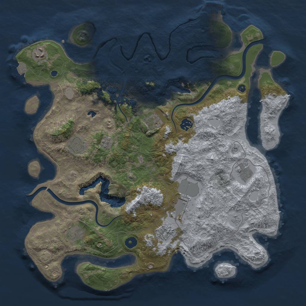 Rust Map: Procedural Map, Size: 4000, Seed: 9738, 14 Monuments