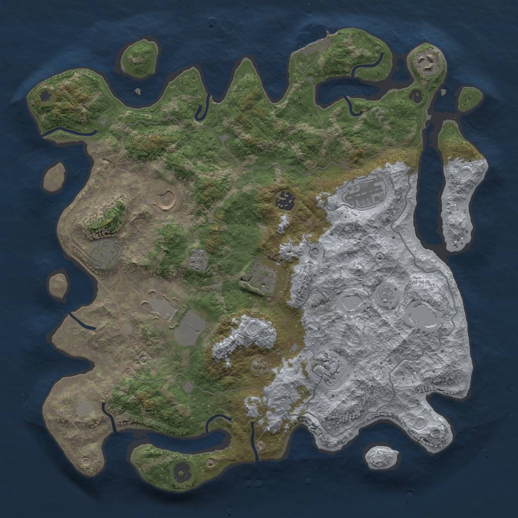 Rust Map: Procedural Map, Size: 4000, Seed: 9738, 15 Monuments
