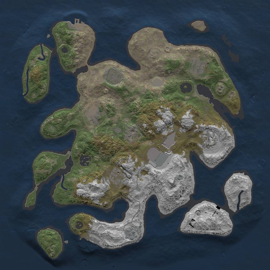 Rust Map: Procedural Map, Size: 3550, Seed: 661205, 15 Monuments