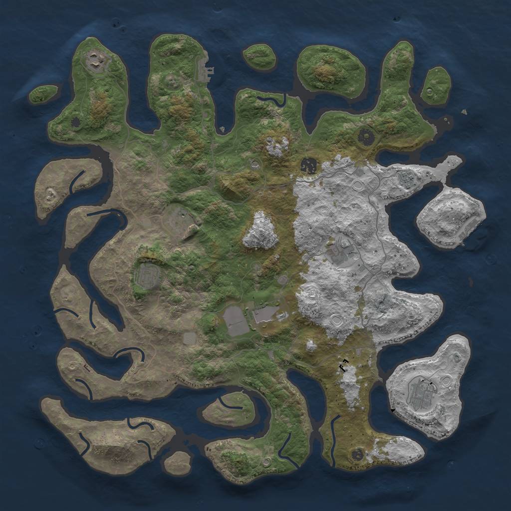 Rust Map: Procedural Map, Size: 4500, Seed: 1467028465, 16 Monuments