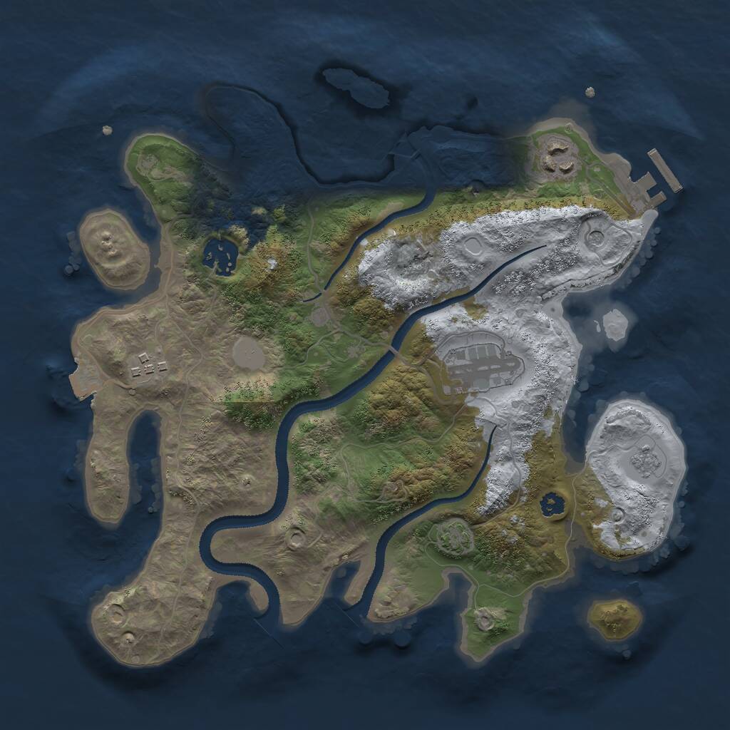 Rust Map: Procedural Map, Size: 3000, Seed: 312896, 9 Monuments