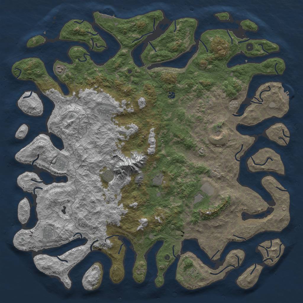Rust Map: Procedural Map, Size: 6000, Seed: 841255795, 19 Monuments