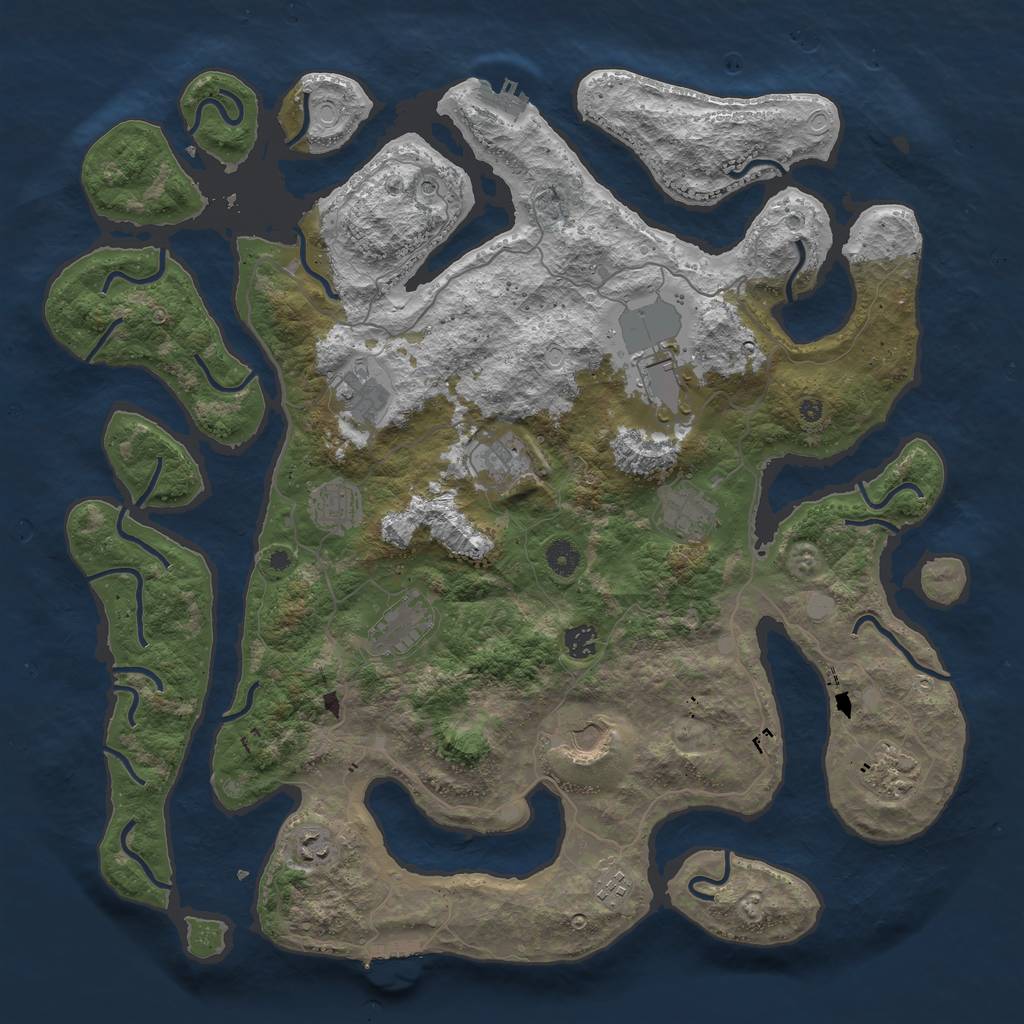 Rust Map: Procedural Map, Size: 4500, Seed: 717359505, 19 Monuments
