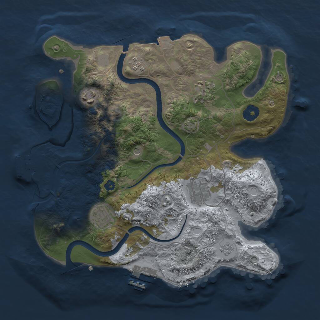 Rust Map: Procedural Map, Size: 3000, Seed: 891915, 11 Monuments
