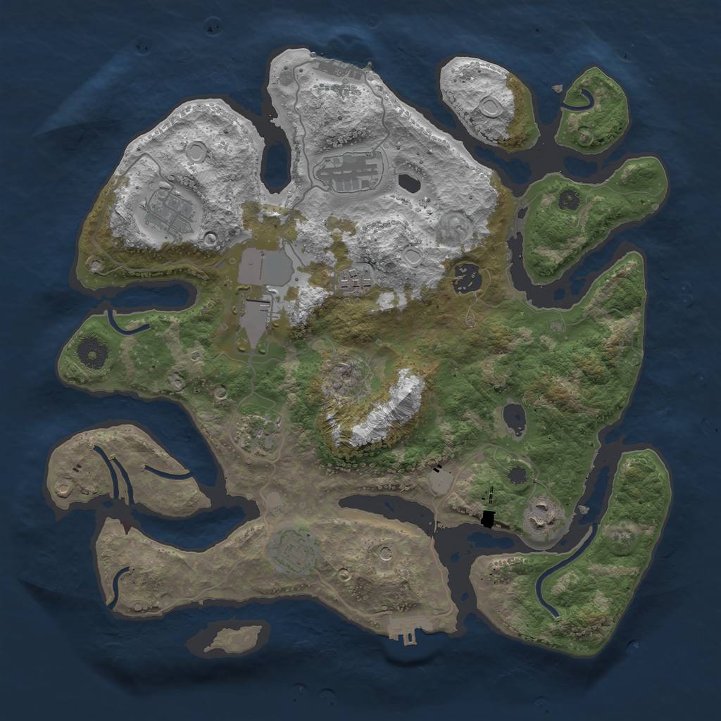 Rust Map: Procedural Map, Size: 3550, Seed: 244938, 16 Monuments
