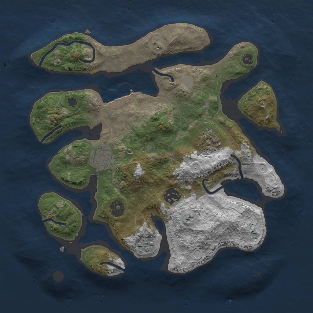 Rust Map: Procedural Map, Size: 3000, Seed: 732287367, 10 Monuments