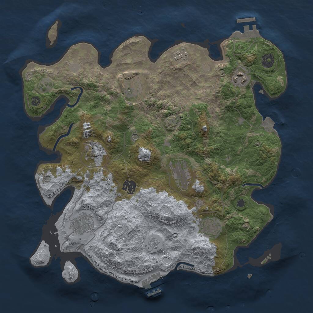 Rust Map: Procedural Map, Size: 3368, Seed: 3429, 14 Monuments