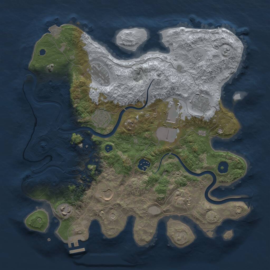 Rust Map: Procedural Map, Size: 3500, Seed: 42846057, 14 Monuments