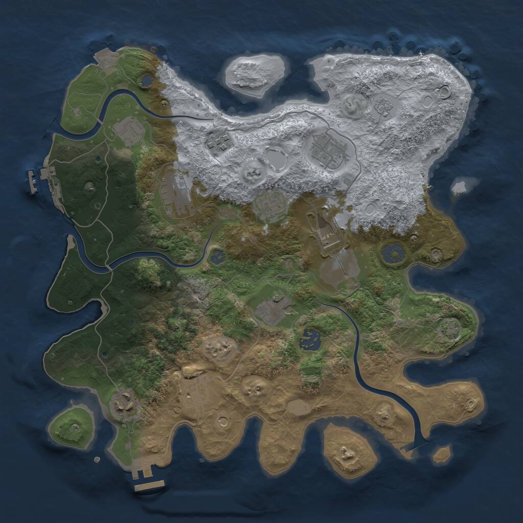 Rust Map: Procedural Map, Size: 3500, Seed: 42846057, 15 Monuments