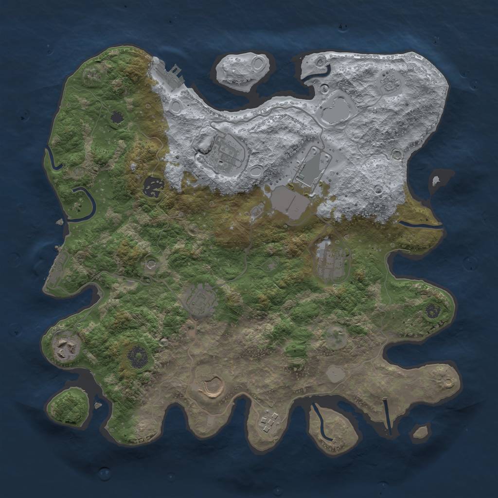 Rust Map: Procedural Map, Size: 3500, Seed: 42846057, 15 Monuments