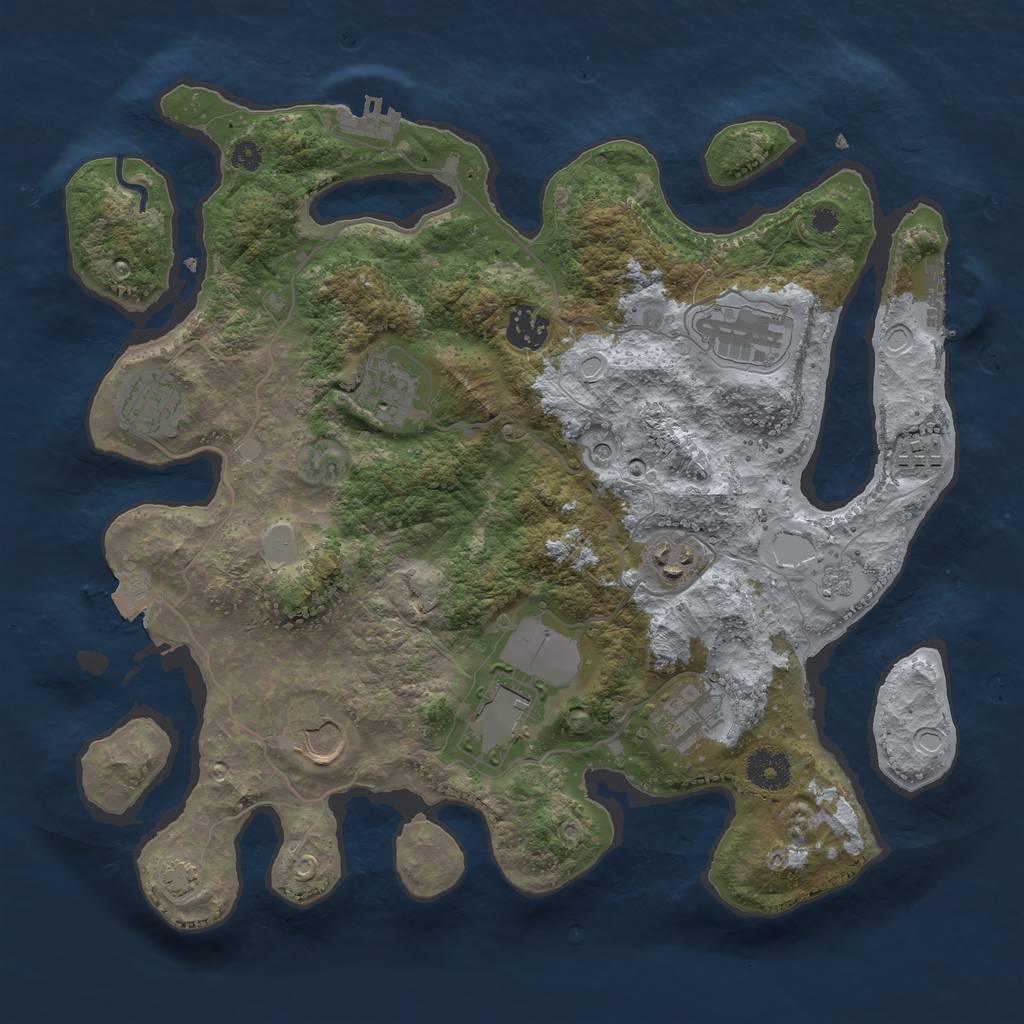 Rust Map: Procedural Map, Size: 3550, Seed: 695408, 17 Monuments