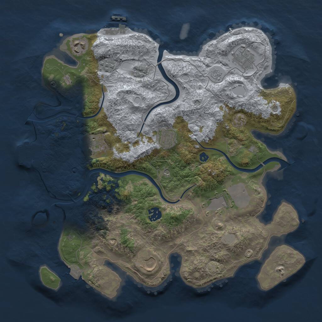 Rust Map: Procedural Map, Size: 3500, Seed: 79696212, 14 Monuments