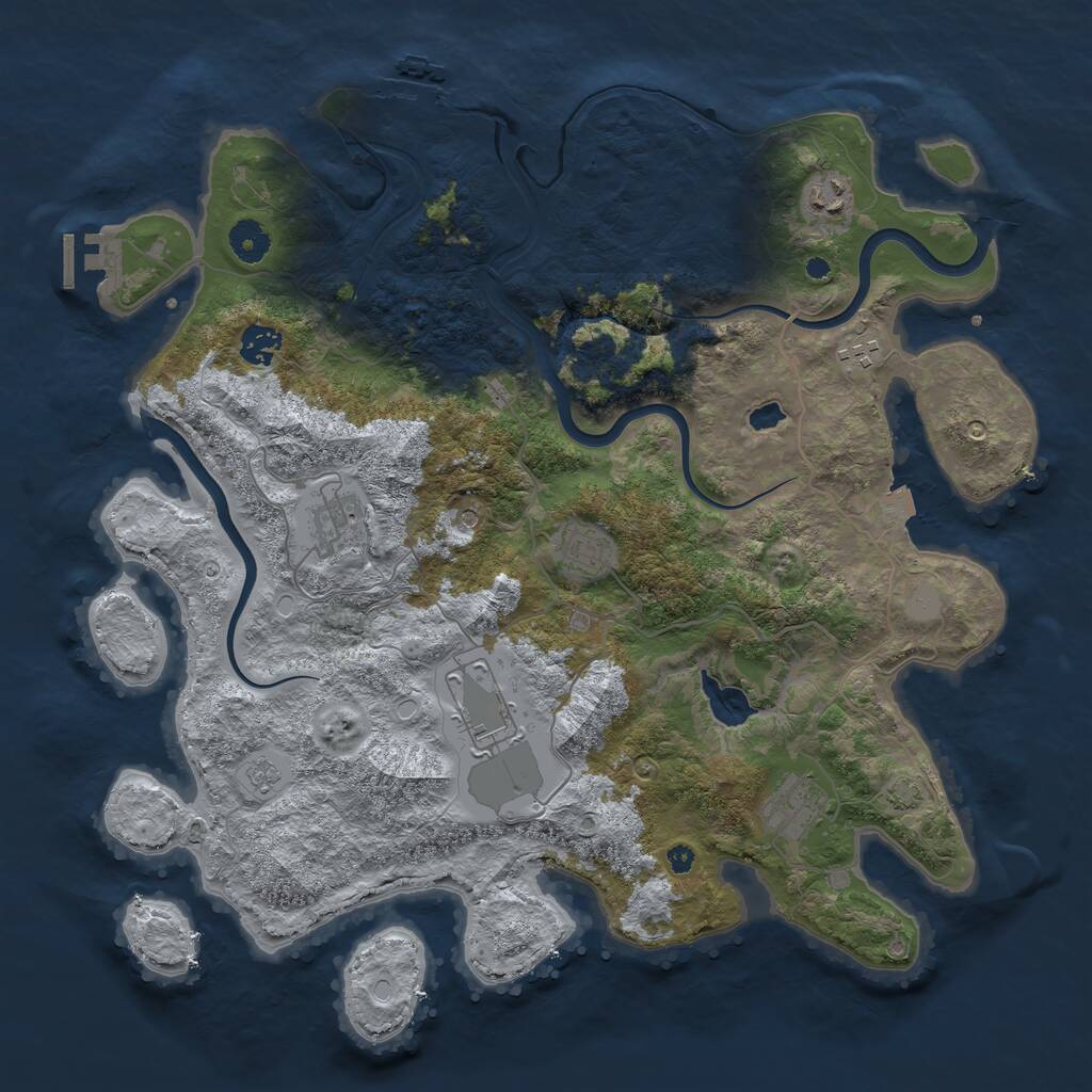Rust Map: Procedural Map, Size: 4000, Seed: 8351, 13 Monuments