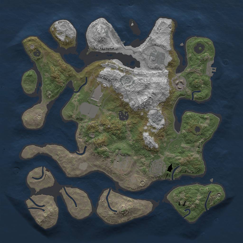 Rust Map: Procedural Map, Size: 3500, Seed: 846043887, 15 Monuments