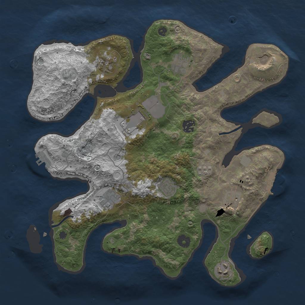 Rust Map: Procedural Map, Size: 3500, Seed: 2136775477, 18 Monuments