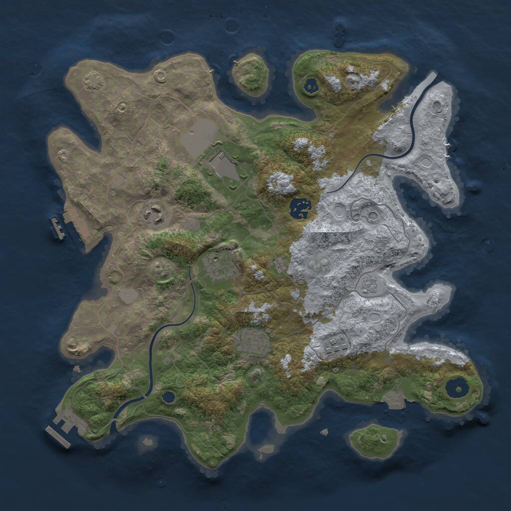Rust Map: Procedural Map, Size: 3500, Seed: 34444, 12 Monuments