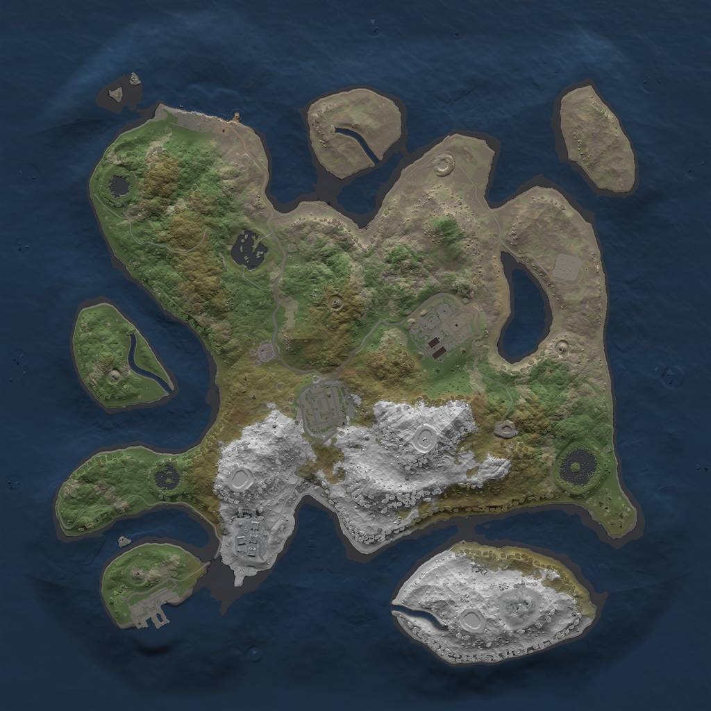 Rust Map: Procedural Map, Size: 3000, Seed: 972174, 11 Monuments