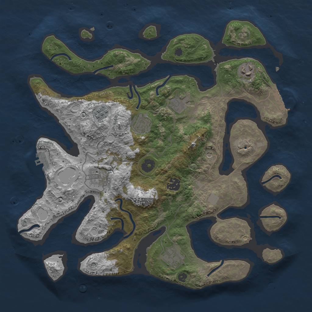 Rust Map: Procedural Map, Size: 3550, Seed: 216624, 15 Monuments