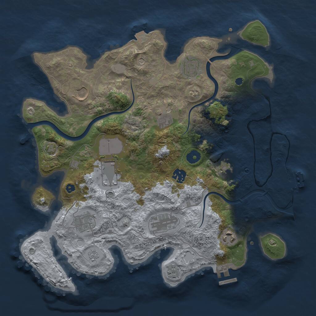 Rust Map: Procedural Map, Size: 3500, Seed: 14543, 16 Monuments