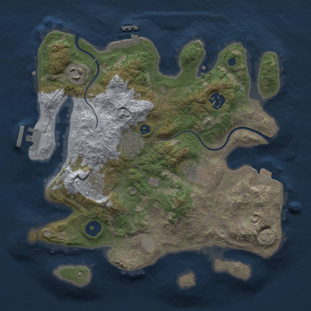Rust Map: Procedural Map, Size: 3000, Seed: 547616, 9 Monuments