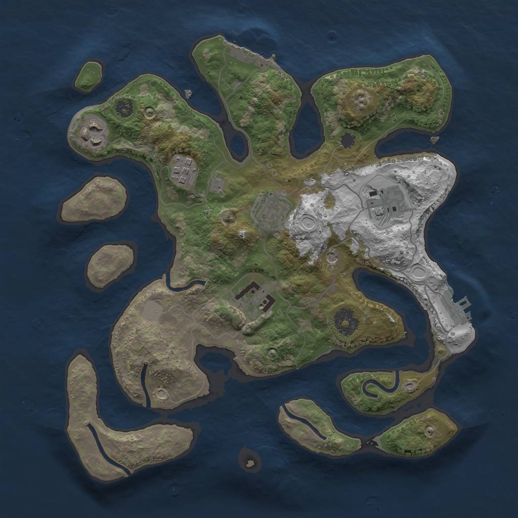 Rust Map: Procedural Map, Size: 3000, Seed: 970049, 13 Monuments