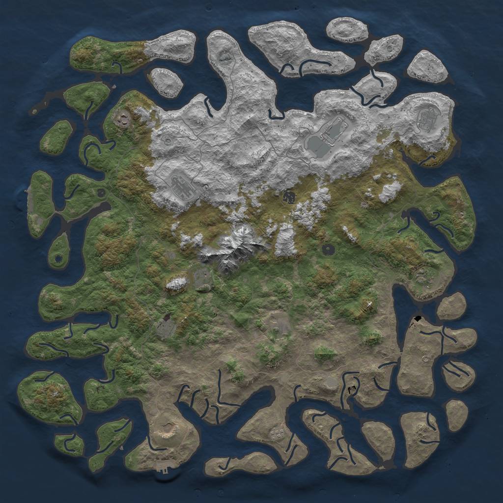 Rust Map: Procedural Map, Size: 6000, Seed: 87695675, 19 Monuments