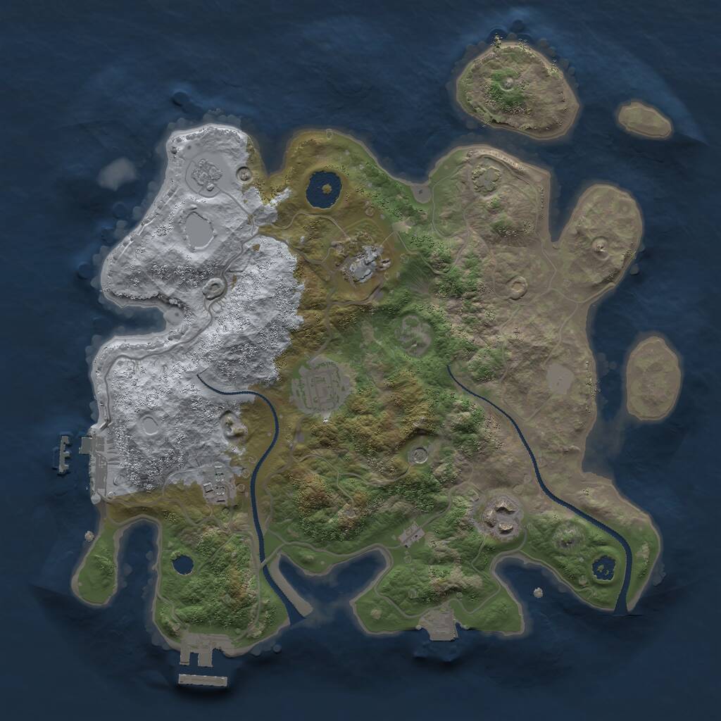 Rust Map: Procedural Map, Size: 3000, Seed: 990479, 10 Monuments