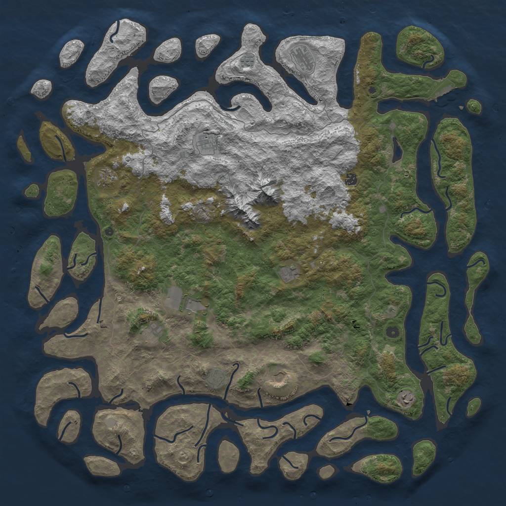 Rust Map: Procedural Map, Size: 6000, Seed: 91198856, 18 Monuments