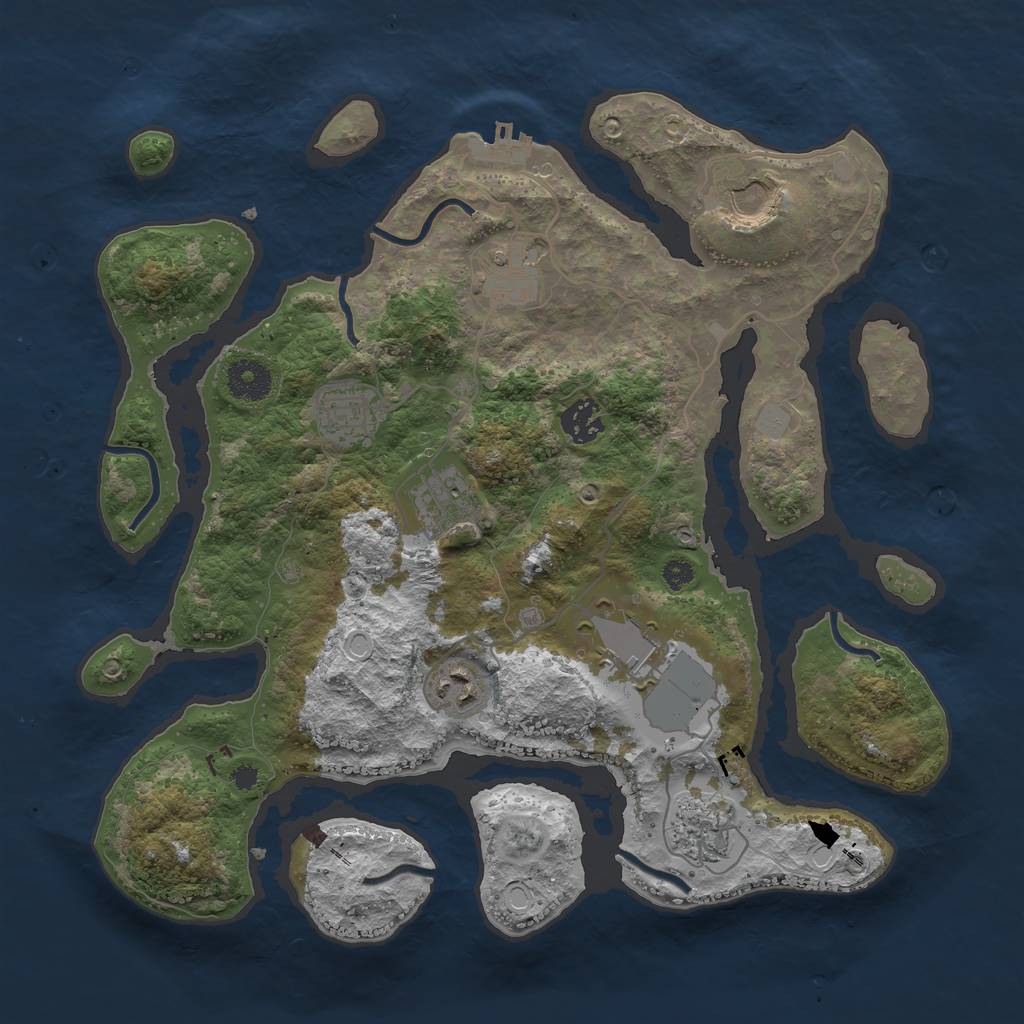 Rust Map: Procedural Map, Size: 3550, Seed: 468345, 14 Monuments