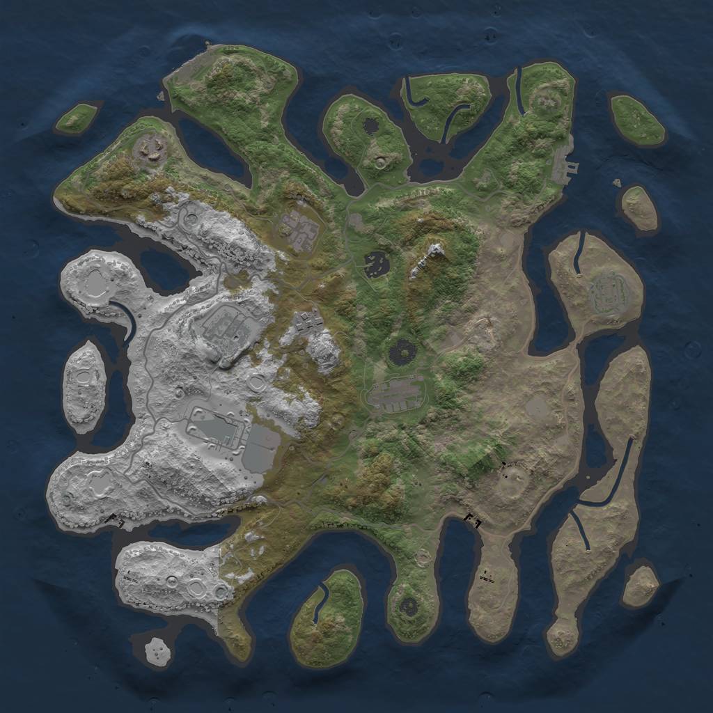 Rust Map: Procedural Map, Size: 4000, Seed: 841255795, 16 Monuments
