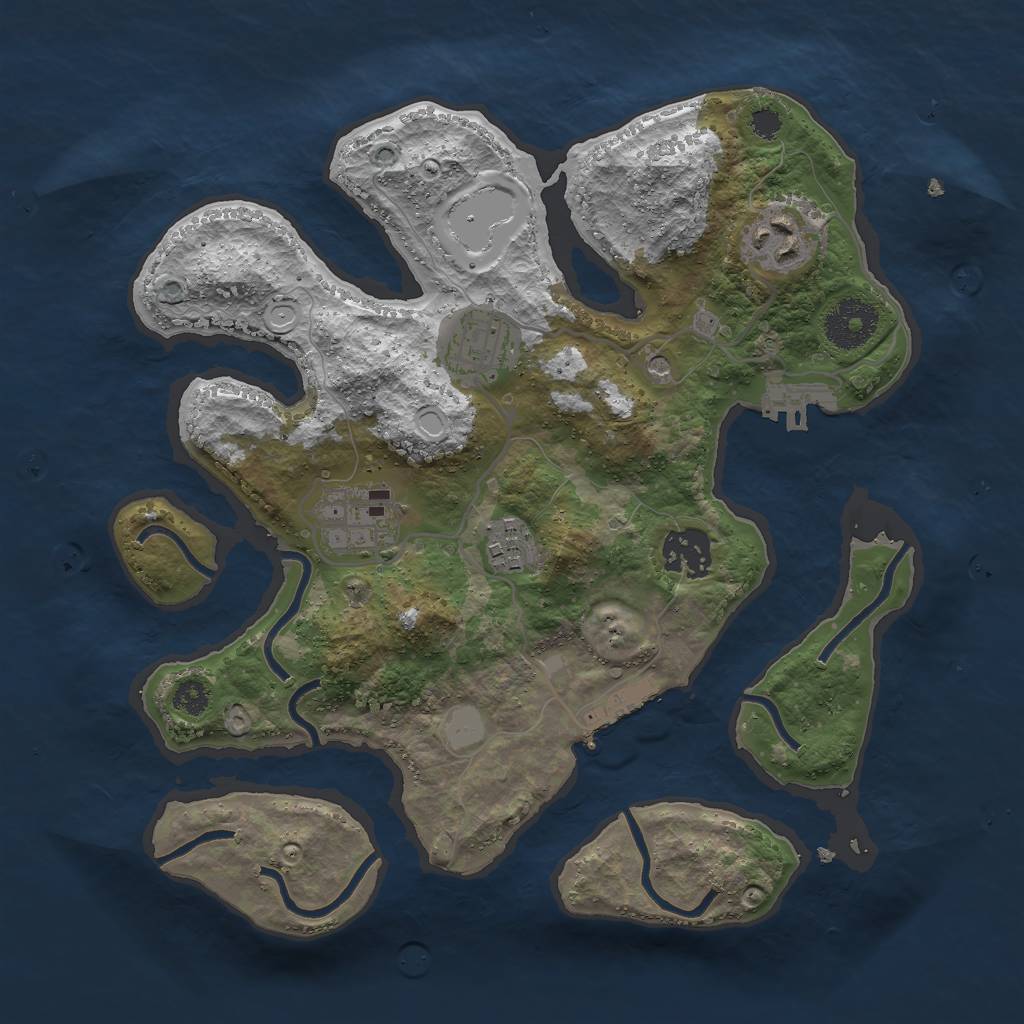 Rust Map: Procedural Map, Size: 3000, Seed: 960127, 13 Monuments