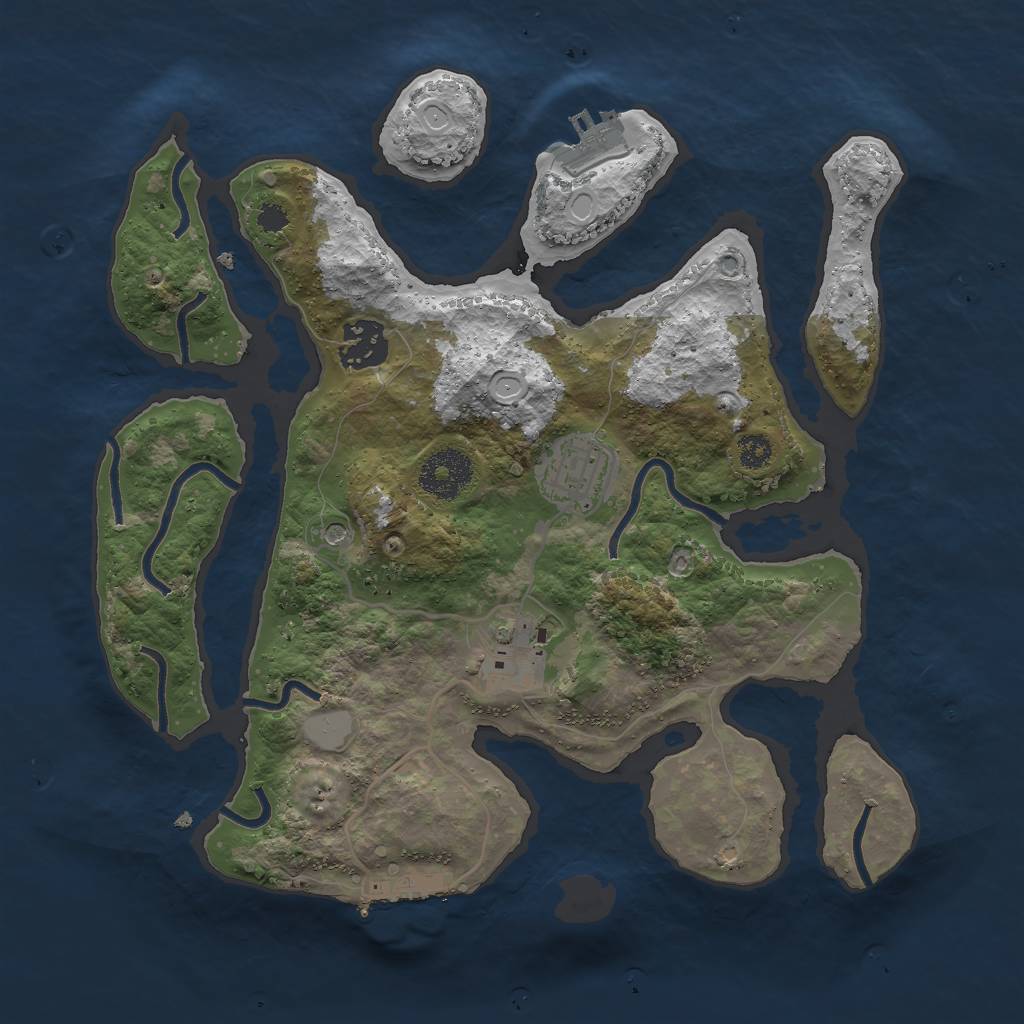 Rust Map: Procedural Map, Size: 3000, Seed: 283474, 11 Monuments