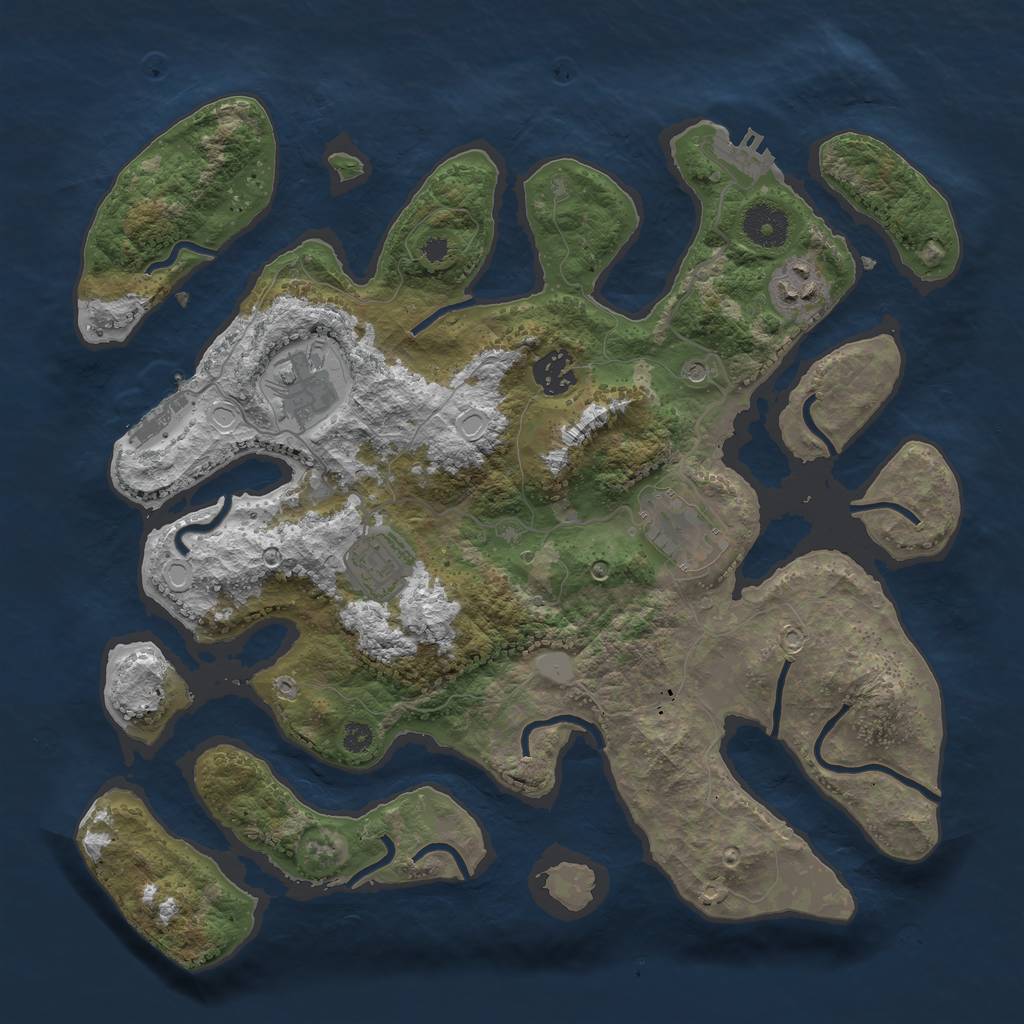 Rust Map: Procedural Map, Size: 3500, Seed: 7545, 13 Monuments
